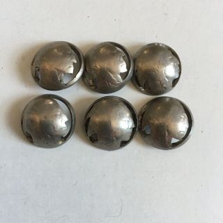 Vintage Native American Indian Set Of 6 Buttons.  Silver Tone Metal.