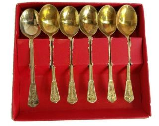 Vintage Den Gyldene Swedish Nysilver Silver Plate Demi Tasse Spoons Box