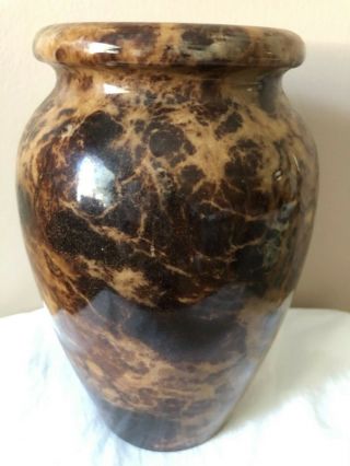 Polished Carved Solid Natural Stone Vase Beige/brown Alabaster 8 " Italy