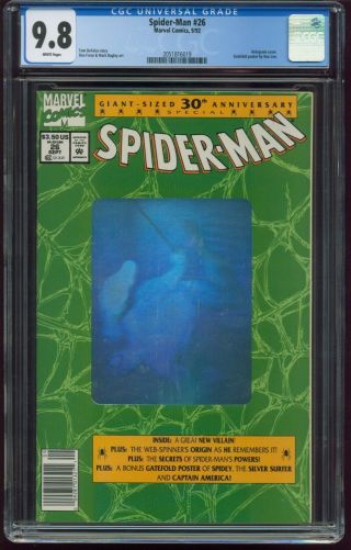 Spiderman 26 Hologram Cover Newsstand Var Cgc - Graded 9.  8 Nm/m White Pages
