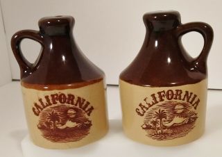 Vintage California Little Brown Jug Salt & Pepper Shakers Set Early 70 