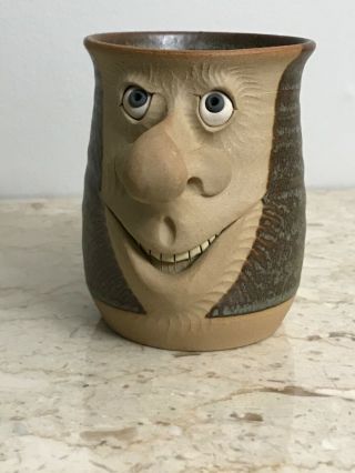 Vintage 1987 Ugly Face Muggins Pottery Coffee Mug Cup Tankard Made In England