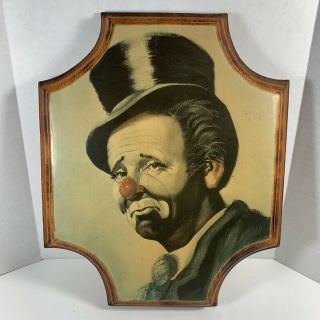 Vintage Sad Crying Clown Wooden Wall Art Plaque Home Decor | 11 " X9 "
