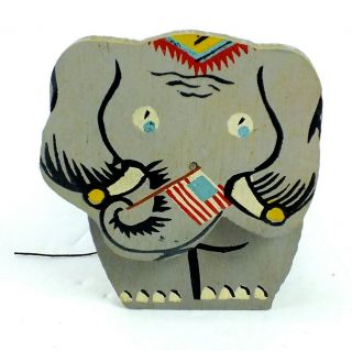 Vintage Whimsical Wood Hand Crafted Elephant Sewing Thread Spool Holder