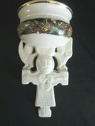 Irish Porcelain Cre Handmade Holy Water Signed Font - Joe Mccaul