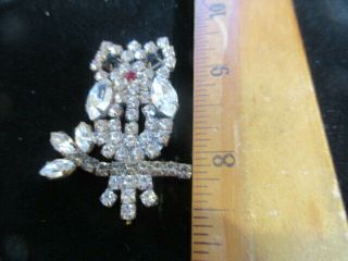 Magnificent Czech Vintage Glass Rhinestone Button Crystal Clear Owl