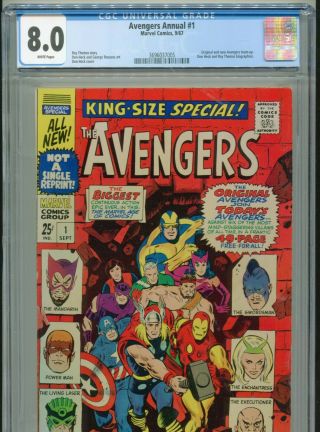 1967 Marvel Avengers Annual 1 Don Heck Cgc 8.  0 White Box1