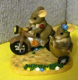 Fitz,  Floyd Charming Tales " Along For The Ride " Motorcycle/sidecar W/mice - W/box
