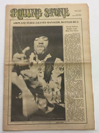 Rolling Stone 7 6.  0 Jimi Hendrix Cover Tan/off - White Pgs March 9 1968