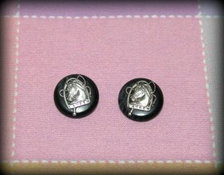 2 Vintage Ralph Lauren Horse Equestrian Bit & Bridle Black Large Buttons Euc