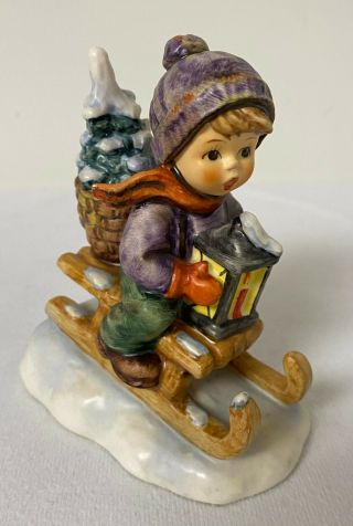 Vintage Hummel Figurine By Goebel " Ride Into Christmas " Boy On Sled 21958