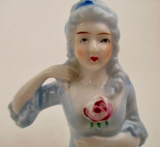 Vtg Colonial Lady Woman Porcelain Half Doll Wearing Flower Corsage Pin Cushion