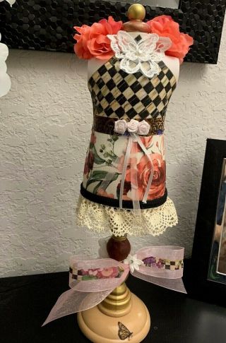 DARLING DRESS FORM Courtly Check Mackenzie Childs Paper APPLIED 16 INCHES tall 2