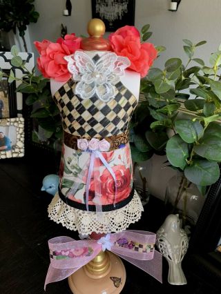 DARLING DRESS FORM Courtly Check Mackenzie Childs Paper APPLIED 16 INCHES tall 3