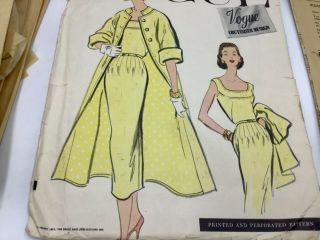 1957 Vogue Couturier Design Dress & Coat Pattern 949 Sz 14 Bust 34 Hip 36 Comp