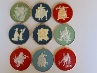 Norman Rockwell Cameo Christmas Ornaments By Hallmark 1980 - 1988 Complete Set