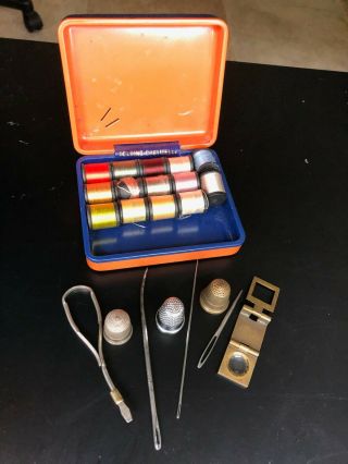 Belding Corticelli Sewing Kit With 14 Spools Of Thread,  Three Thimbles,  Magnifie