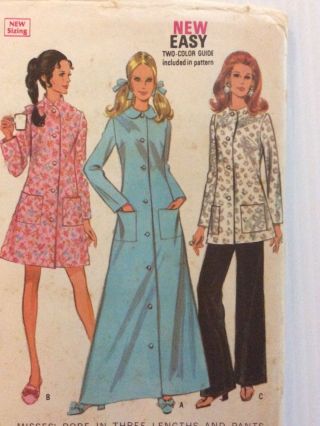 1969 Mccalls 2173 Vintage Sewing Pattern Womens Robe Pants Size 18 Bust 40
