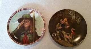Norman Rockwell Plate Set Of 2: On My Honor & The Old Scout