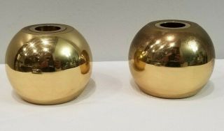 Set Of 2 Brass Round Votive Candle Holders Decor Bath Heavy