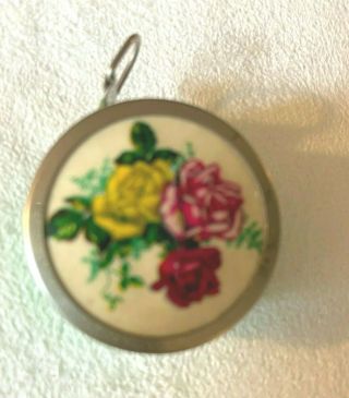 Vintage Small Antique Made In Germany Sewing Measuring Tape Floral Bouquet