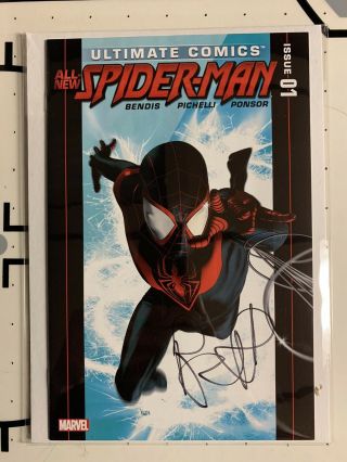 Ultimate Comics All - Spider - Man 1 First Print Miles Morales Signed Bendis