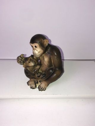 Vintage Napco Ceramic Chimpanzee With Baby Figurine C5669