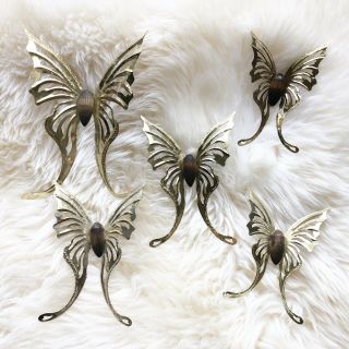 Vintage Home Interiors Metal Wood Butterfly Set Boho Eclectic Wall Decor