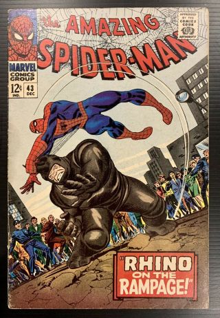 Spider - Man 43 (dec 1966) Key Issue / 1st Full Mary Jane / Mid - Grade
