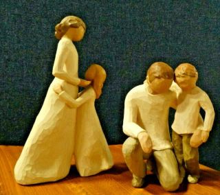 2 Willow Tree,  Father & Son - Mother & Daughter Sculptured,  Hand - Painted Figurines