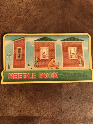 Vintage Gold Eye Needle Book Nickel Plated Rustproof Sewing Quilting Crafts