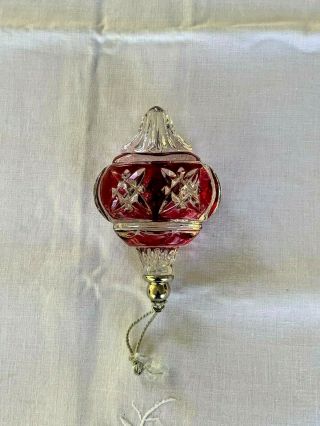 Vtg Lenox Crystal Ruby Lite Ball Christmas Ornament Box Color Gems