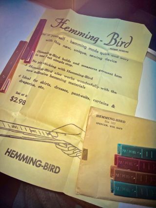 6 Vintage Hemming Bird " No Pin " Hemming Clips Pack With Instructions