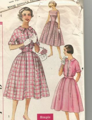2444 Simplicity Sewing Pattern Sleeveless Dress & Jacket Size 14 Vintage