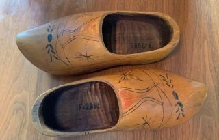 Vintage Hand Made Carved Wooden Shoes Dutch Clogs Dated 1954 Amsterdam Holland