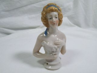 Vintage Porcelain Germany Half Doll - 3 " - Db