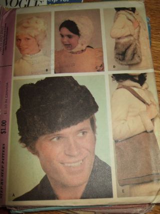Vintage Mccalls Fur Hat Bag Purse Pattern 2966 1971 Uncut Retro Unisex Child