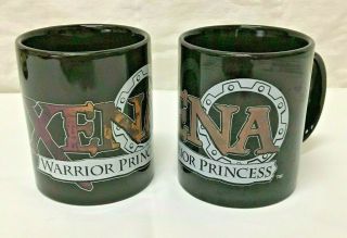 (2) Xena Warrior Princess Coffee Tea Cup Mug Pre Owned (1997) 4” Tall Mca Tv