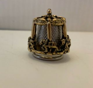 Vintage Gold Silver Carousel Thimble Size 9 Made In Spain