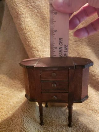 Antique Wooden Miniature Sewing/knitting Stand Box Cabinet