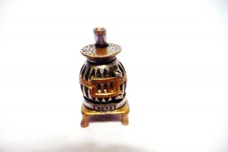 Thimble Pewter Pot Belly Stove W/bronze Accents & Door Opens