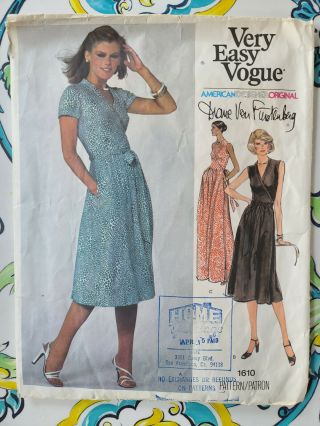 Sewing Pattern Very Easy Vogue Designer Diane Von Furstenberg Size 12