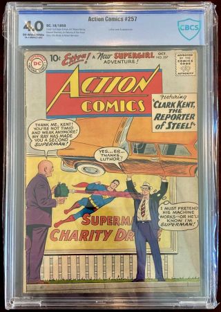 Action Comics 257 Dc Oct.  1959 Cbcs 4.  0 Great Superman 10 Cent Not Cgc Early Sa