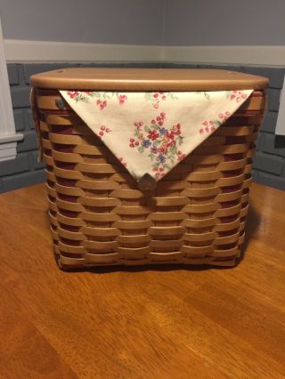 Longaberger Large Basket With Lid And Liner Year 2002