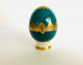 Very Rare Limoges Egg Trinket Box A Raynaud & Co,  With Gold Layered,  France