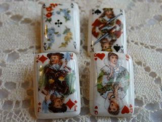 Fabulous Rare Vintage Buttons Ceramic Cards Jack Queen King Ace Slightly Crazed
