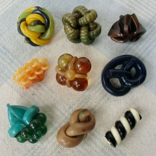 Assortment Of 9 Vintage Extruded Celluloid Buttons