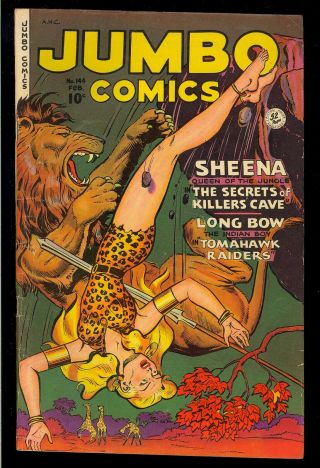Jumbo Comics 144 Golden Age Sheena Fiction House Comic 1951 Vg,