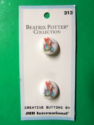 (2) Jhb 5/8 " Beatrix Potter Peter Rabbit W/carrot Plastic Shank Buttons Noc (d47)