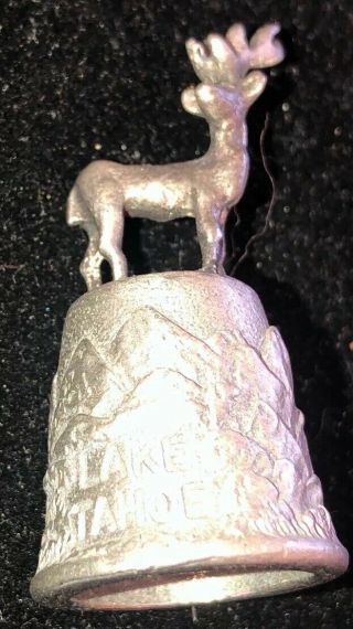 Vintage Lake Tahoe W.  A.  P.  W Hand Crafted Pewter Thimble Made In United Kingdom 3